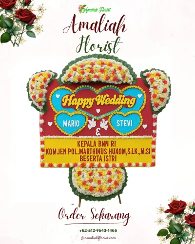 Karangan Papan Bunga Pernikahan di Sakurjaya